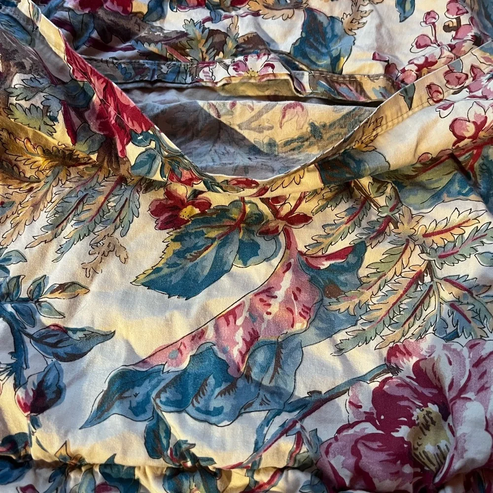 Ralph Lauren TANGIER Set of Two (2) Standard Pillow Shams Floral Jute Trim